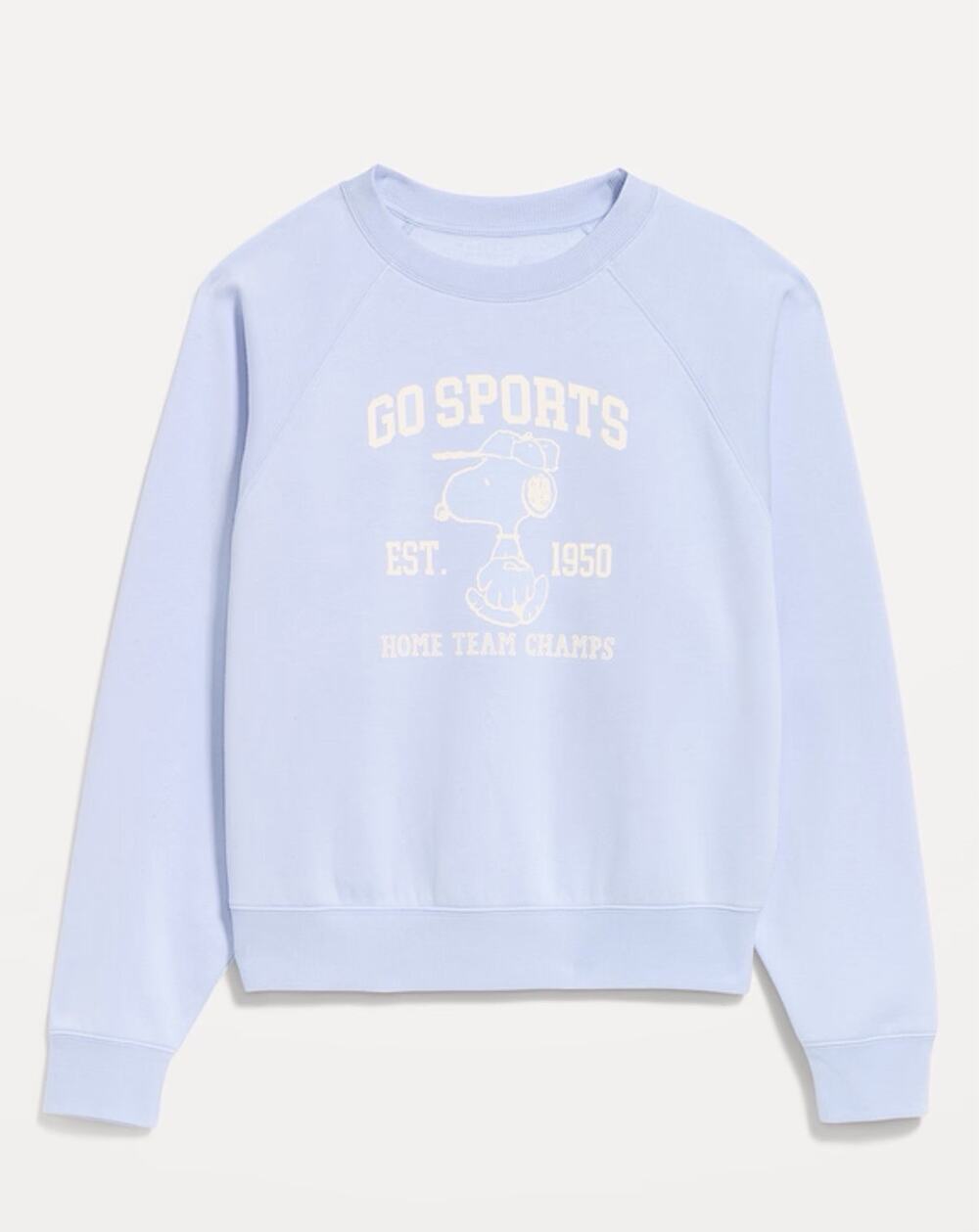 NWT! Women's Peanuts Snoopy Oversized Reglan Crew Sweatshirt~Light Blue Size [M]